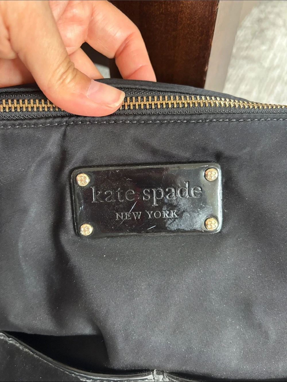 kate spade Black Nylon Messenger Bag with Front Slip Pockets (diaper bag)